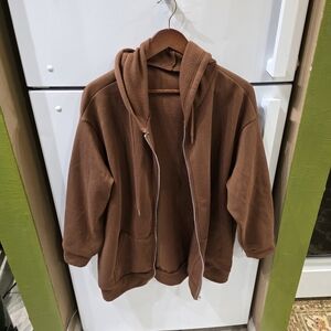 ROMWE Brown Hooded Puffer Jacket